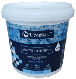 Акриловая краска для стен и потолков Unisil White Interior, 1.4 кг